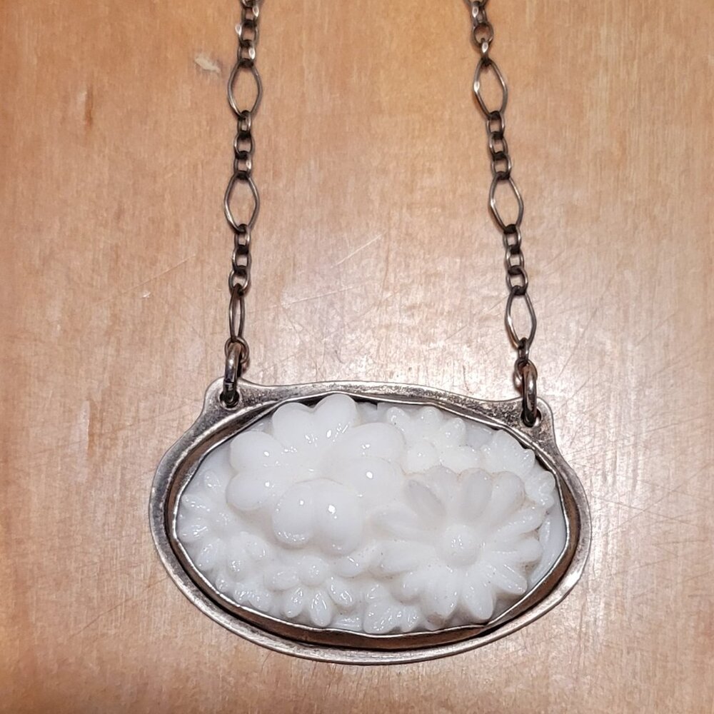 Sterling Silver Handmade Carved Necklace - Picture 5 of 6